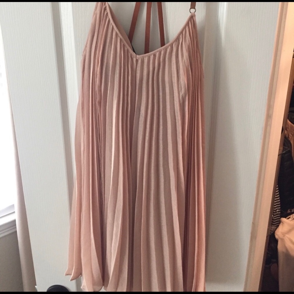 Bcbgmaxazria pleated dress leather straps
